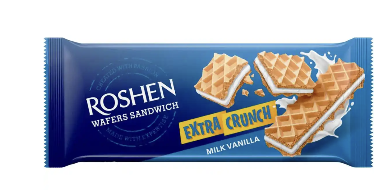 Вафлі CRUNCH Roshen Sandwich Crunch молоко-ваніль 142г